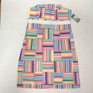 Lilly Pulitzer Dress Patchwork Strapless Stripe 10